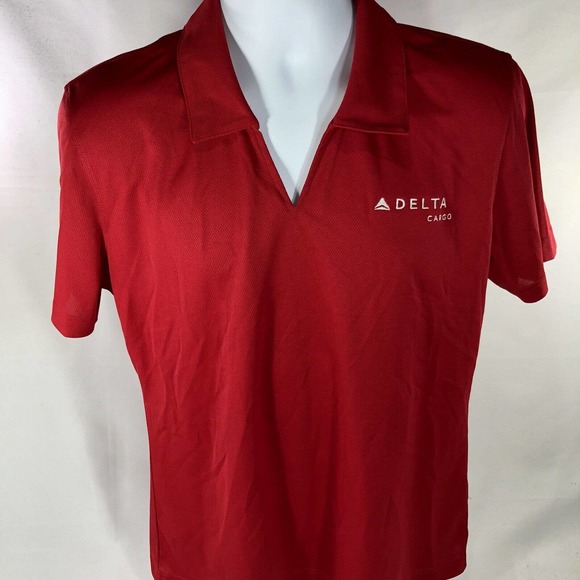 DELTA CARGO SPORT TEK PORT AUTHORITY RED POLO SHIRT WOMENS XL SHORT SLEEVE - Picture 1 of 12